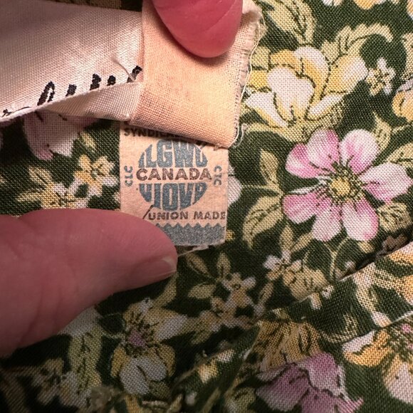 Vintage Prairie Boho Western Midi Dress - Dizy Floral Green/Yellow/Pink - Picture 7 of 10